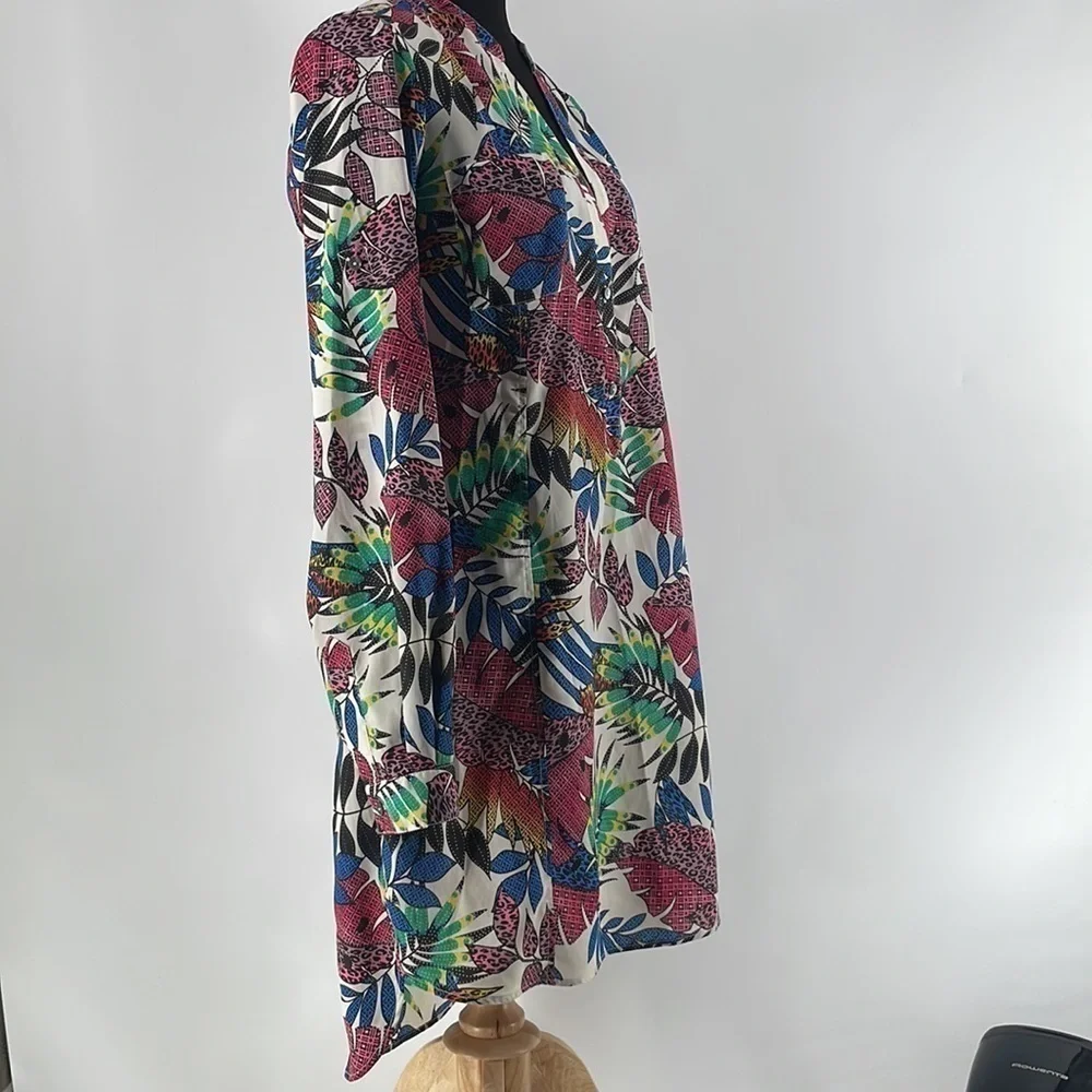 Zoa New York tropical leaf dress shirt dress colorful sz sm - Picture 8 of 10